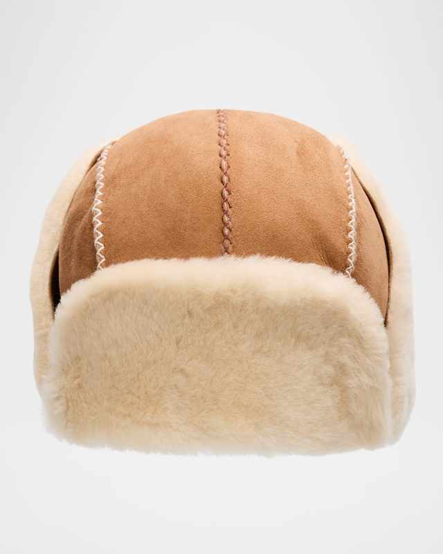 Shearling Trim Trapper Hat
